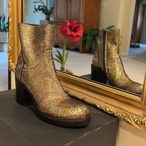 Alexander Hotto Italian gold sparkle ankle booties size 39(8 1/2) - Picture 9 of 10